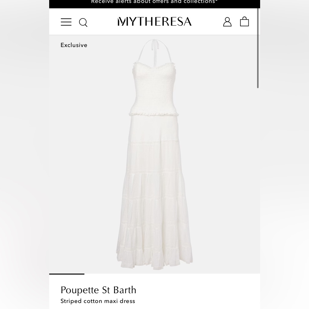 Poupette St. Barth White Striped Cotton Maxi Dress
